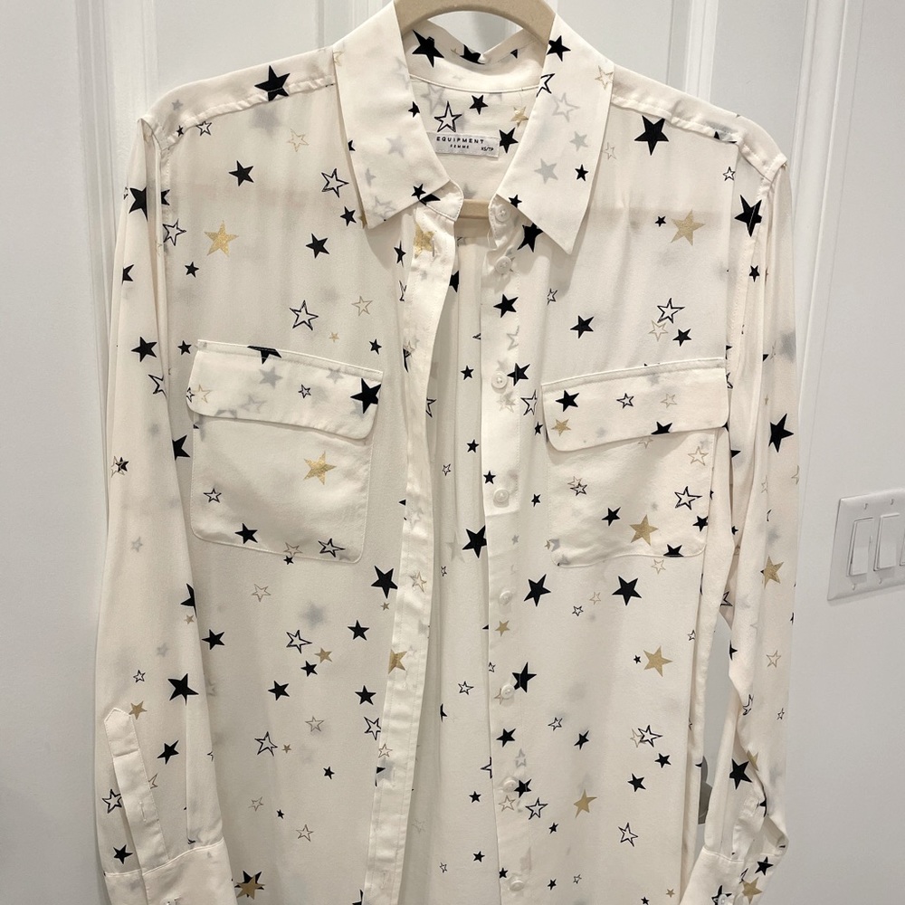 White silk blouse with stars